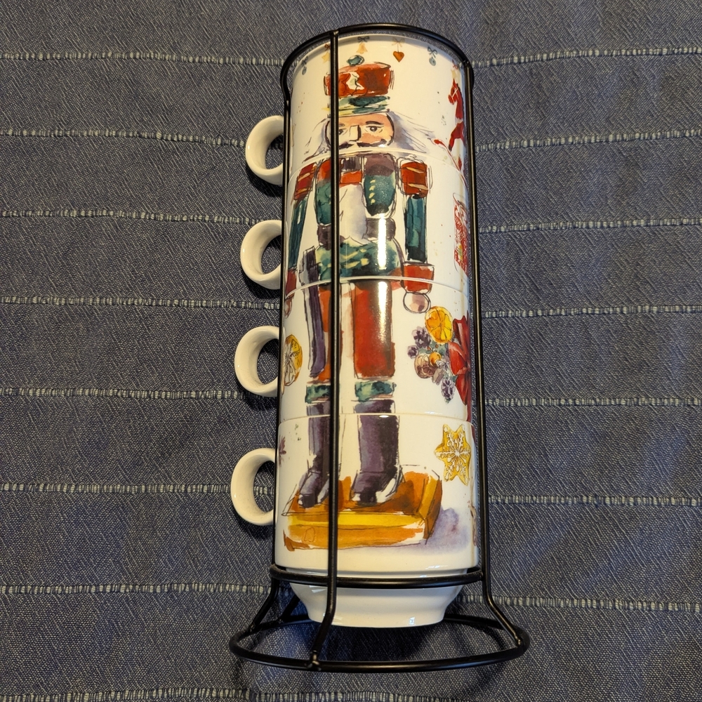 Grace Nutcracker Mug Set Of 4 And Stand